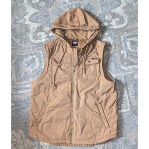 Wrangler Workwear Vest Mens Lg Quilted Lined Hooded Duck Canvas Full Zip Chore